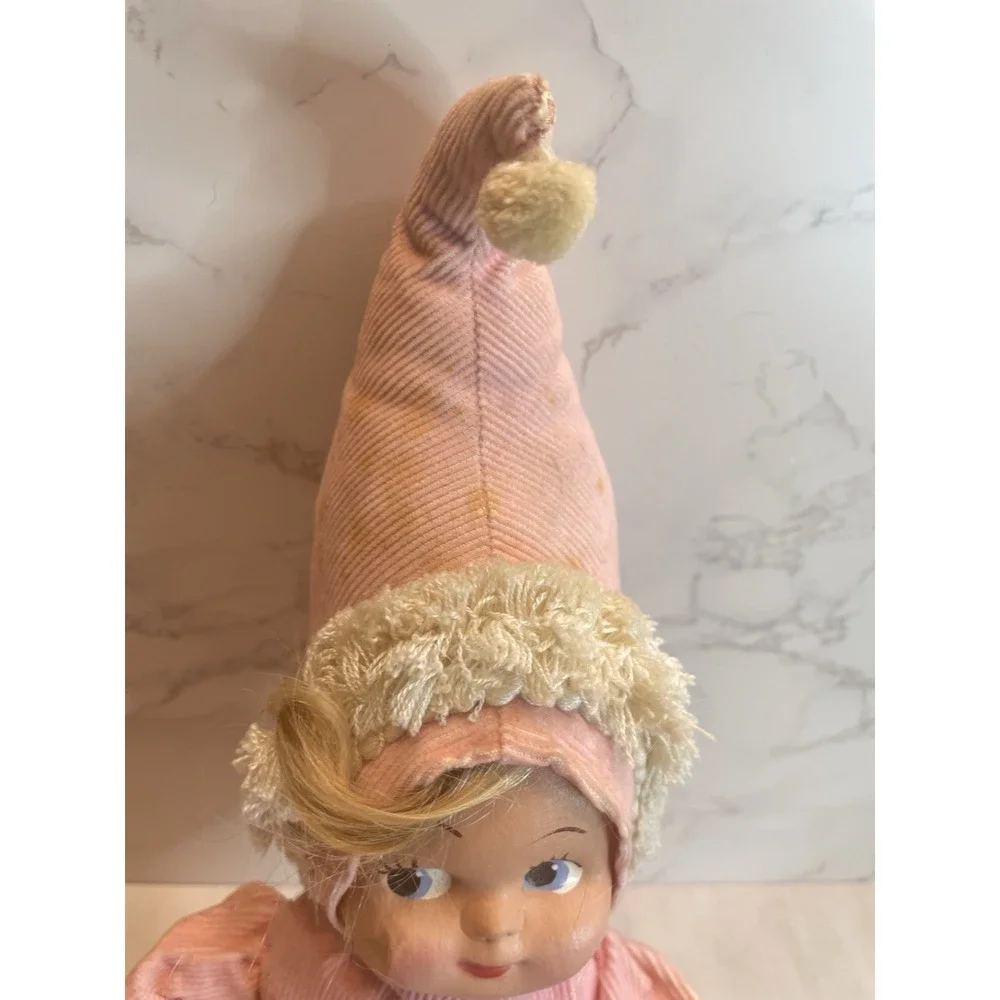 Vintage Pink Plastic Face Bendable Pixie Girl Doll 22" - Picture 6 of 12